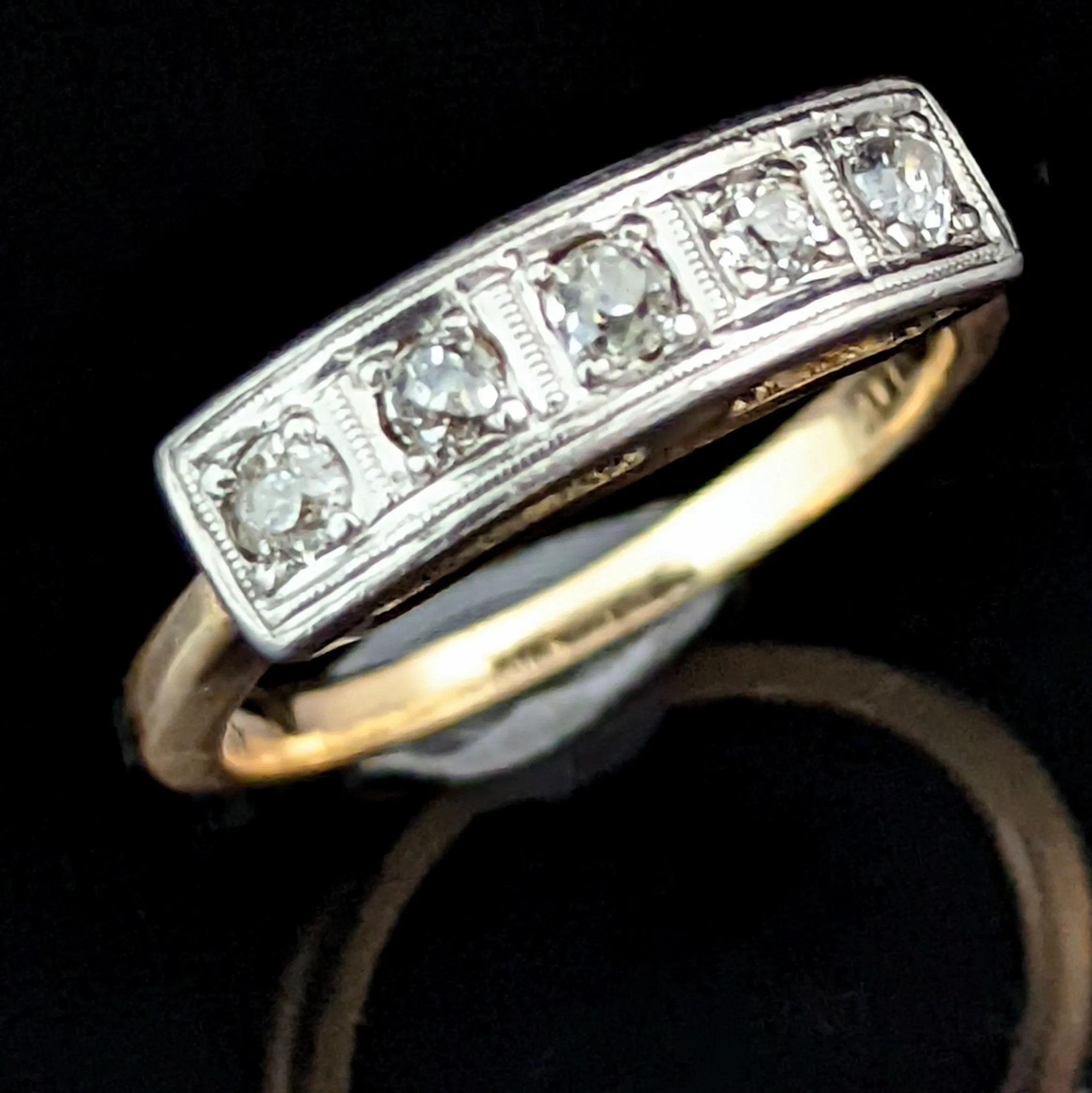 The Paestum - Art Deco Old European Cut Diamond 14k Gold Band