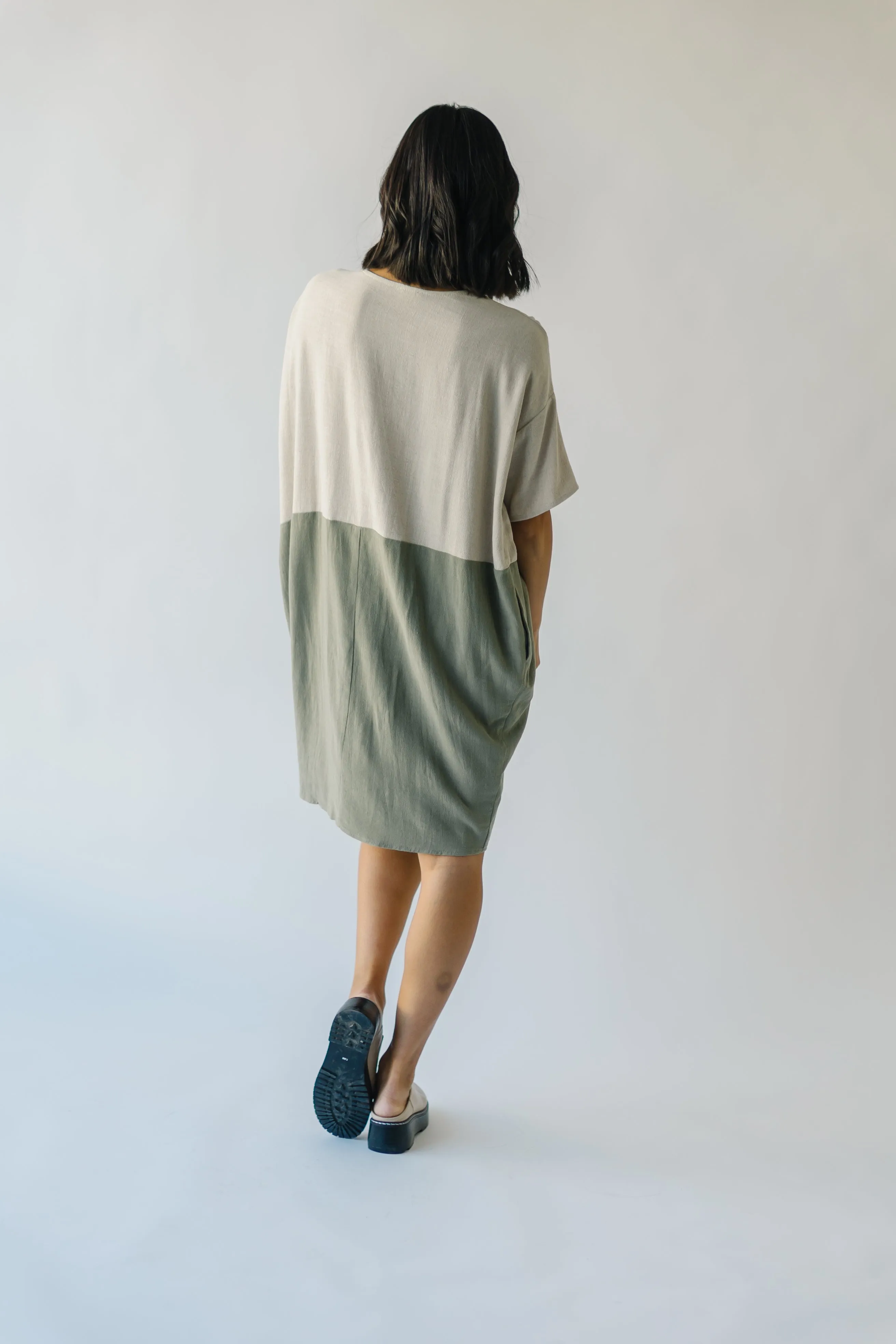 The Portola Color Block Dress in Olive