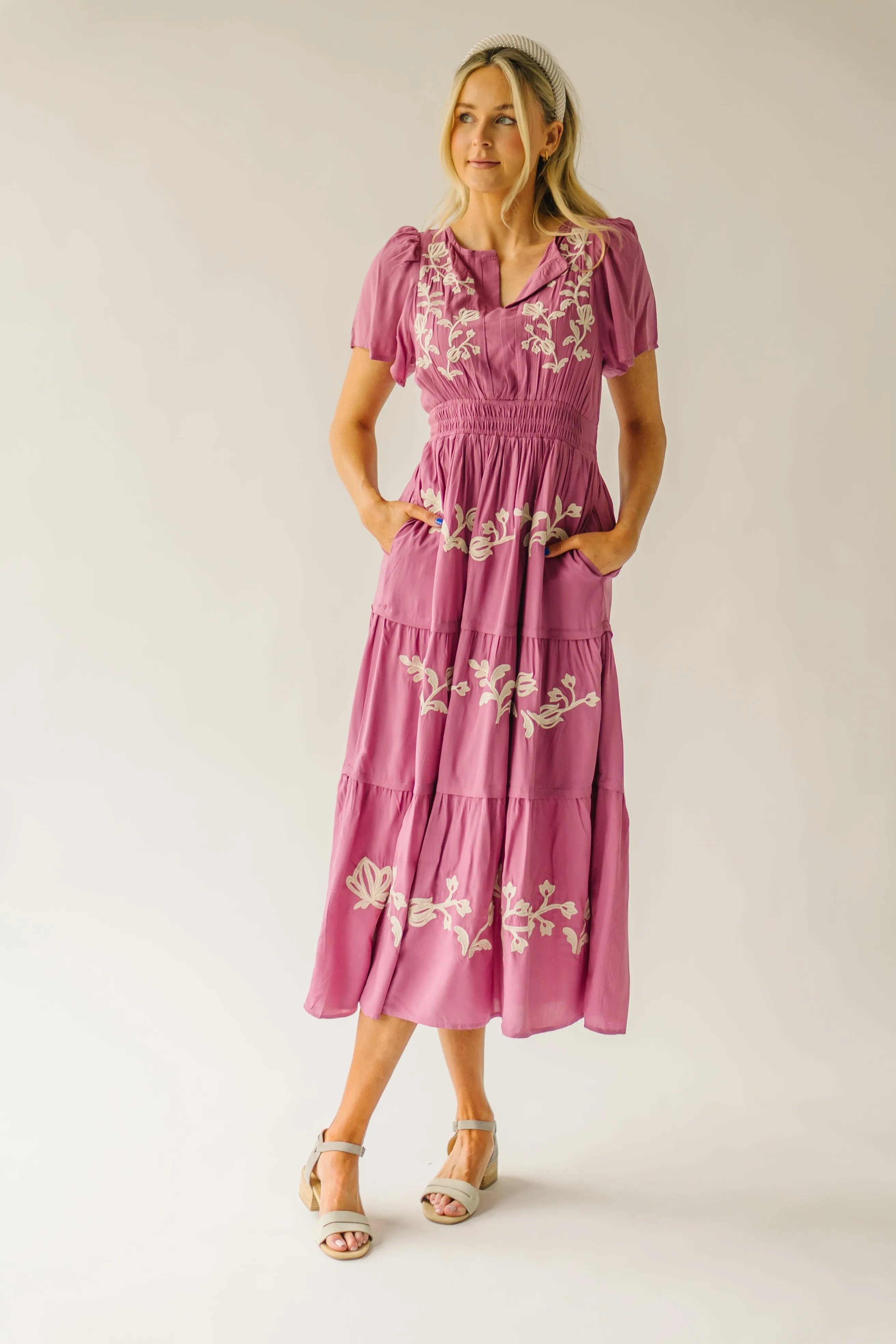 The Radford Embroidered Maxi Dress in Mauve (PRE-ORDER: SHIPS IN 3-4 WEEKS)