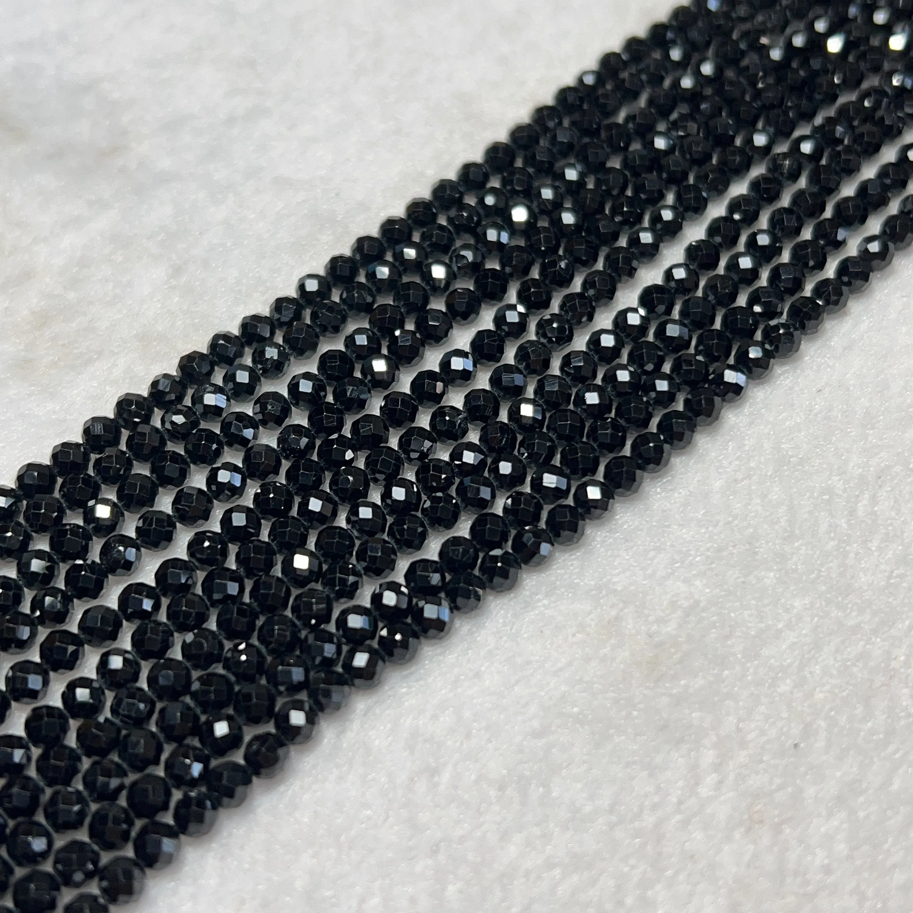 Top Grade 4mm Natural Black Tourmaline Faceted Round Bead Strands for DIY Jewelry Project