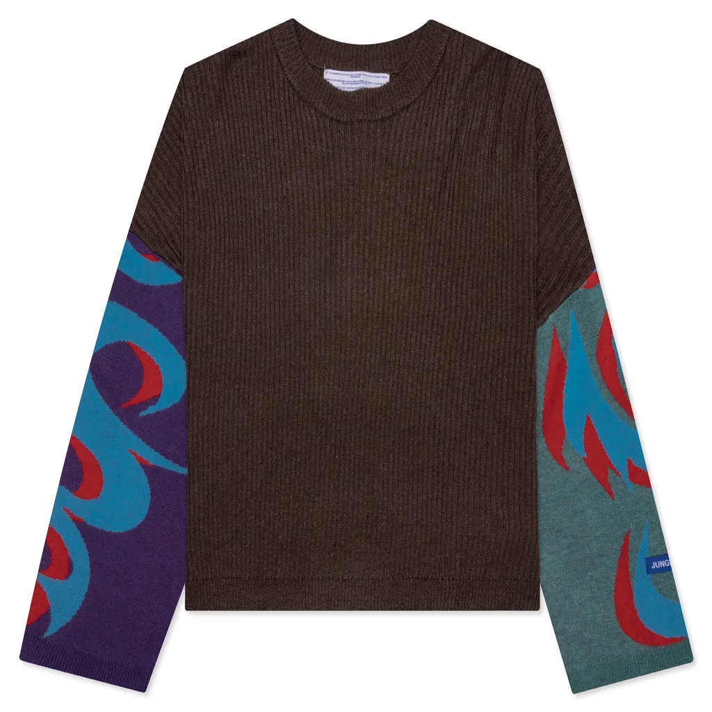 Tribal Knit Sweater - Brown