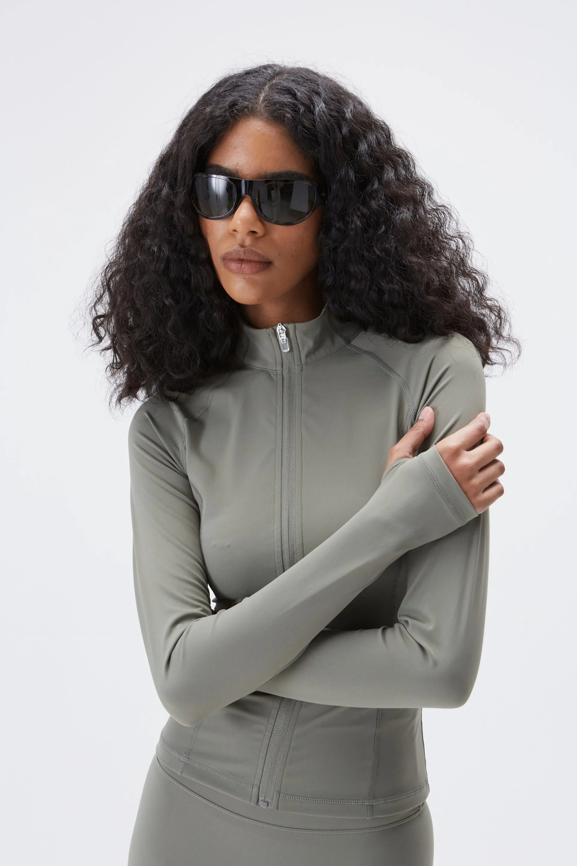 Ultimate Long Sleeve Zip Up Top - Olive Green