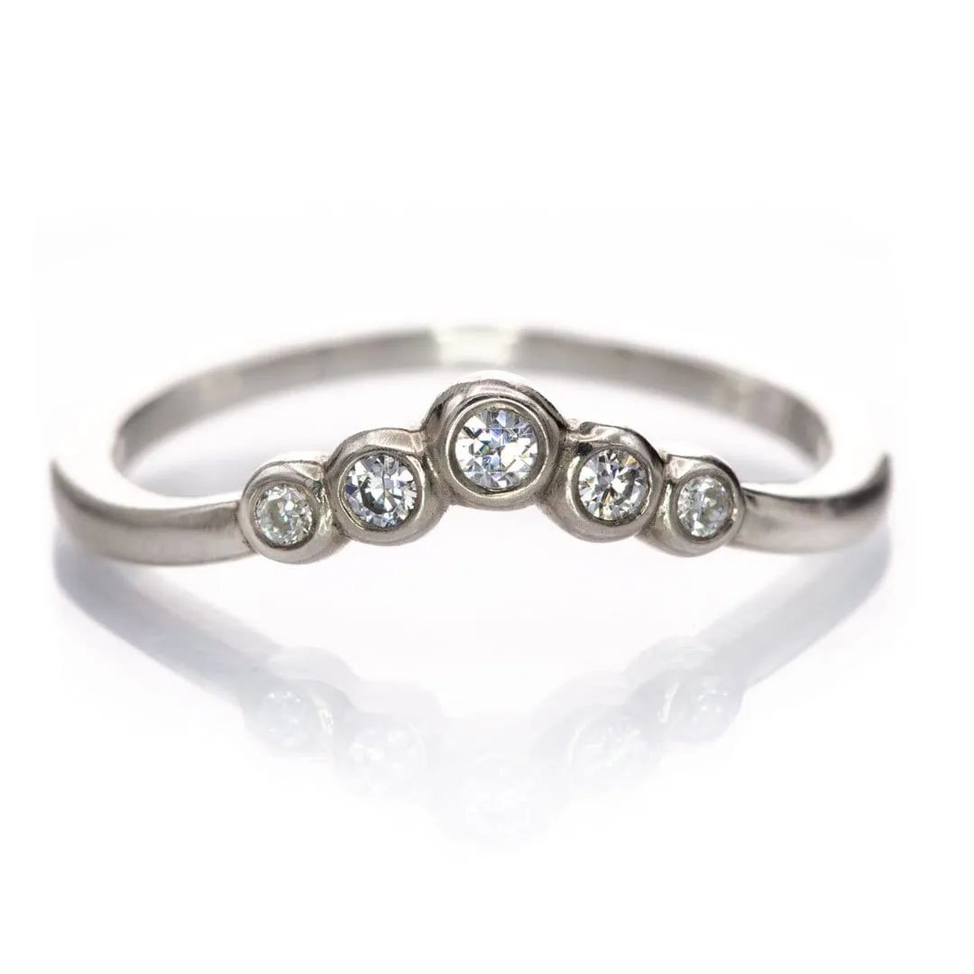 Velda - Graduated Diamond, Moissanite or Sapphire Curved Contoured Stacking Wedding Ring