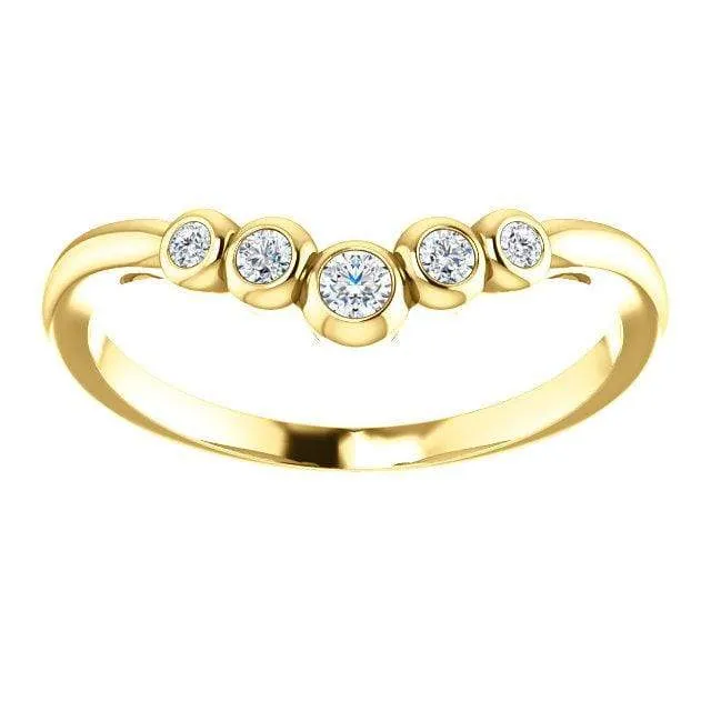 Velda - Graduated Diamond, Moissanite or Sapphire Curved Contoured Stacking Wedding Ring