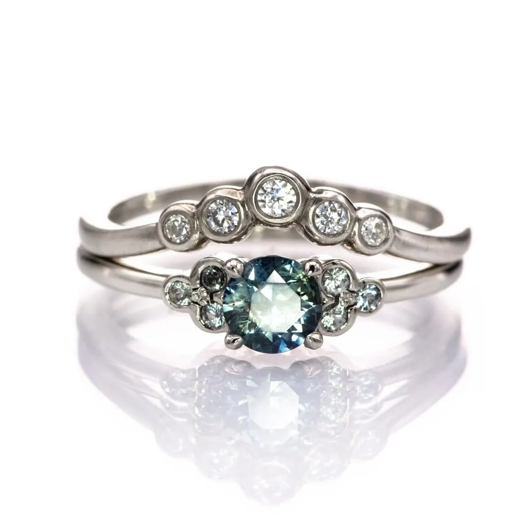 Velda - Graduated Diamond, Moissanite or Sapphire Curved Contoured Stacking Wedding Ring