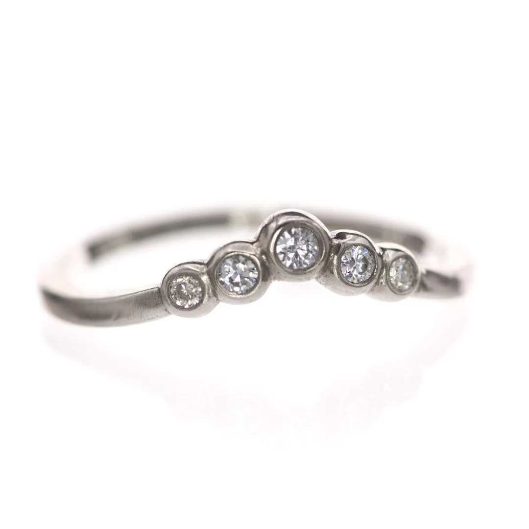 Velda - Graduated Diamond, Moissanite or Sapphire Curved Contoured Stacking Wedding Ring