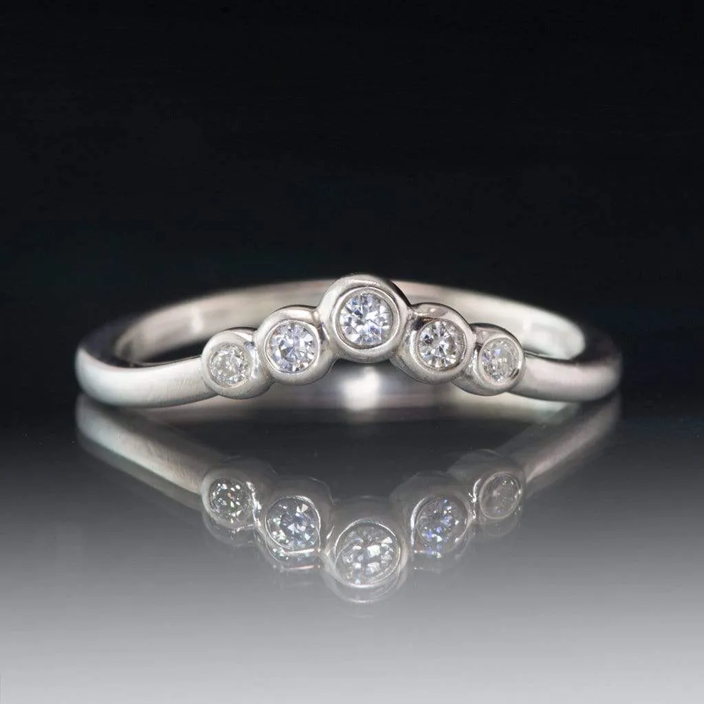 Velda - Graduated Diamond, Moissanite or Sapphire Curved Contoured Stacking Wedding Ring