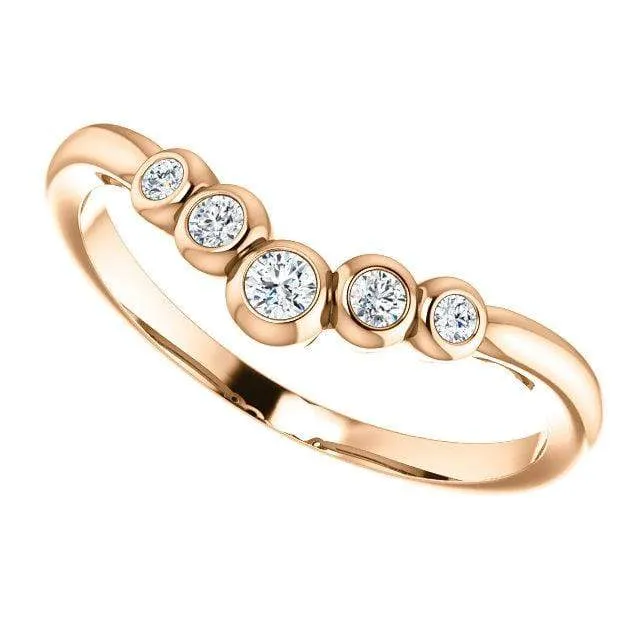 Velda - Graduated Diamond, Moissanite or Sapphire Curved Contoured Stacking Wedding Ring