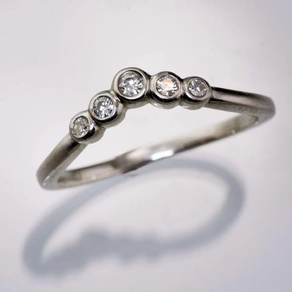 Velda - Graduated Diamond, Moissanite or Sapphire Curved Contoured Stacking Wedding Ring