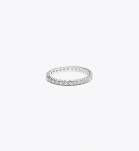 White Gold & White Diamond 2 mm Attelage French-Cut Pavé Band