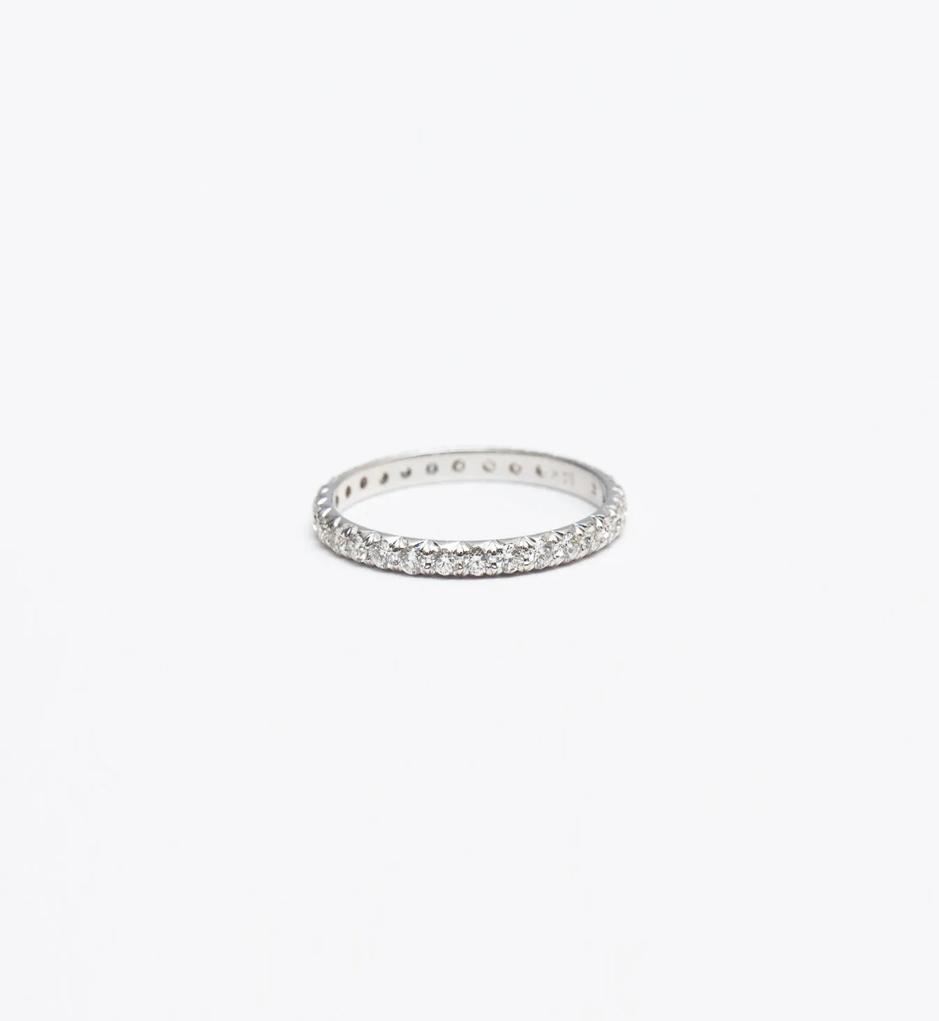 White Gold & White Diamond 2 mm Attelage French-Cut Pavé Band