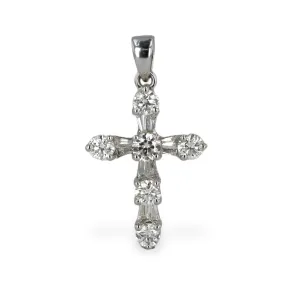 White Gold Cross 14k pendant with Diamonds