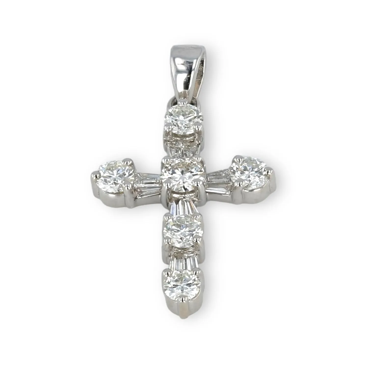 White Gold Cross 14k pendant with Diamonds