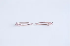 Wholesale Shiny Pink Rose Gold Vermeil Arrow Earring Climber Ear Cuff- Gold Arrow Earrings, Pink Arrow Earring Crawler, Curved Arrow Earring, 281