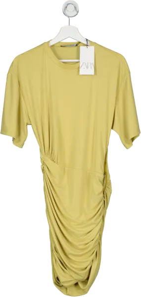 ZARA Yellow Draped Dress UK XS